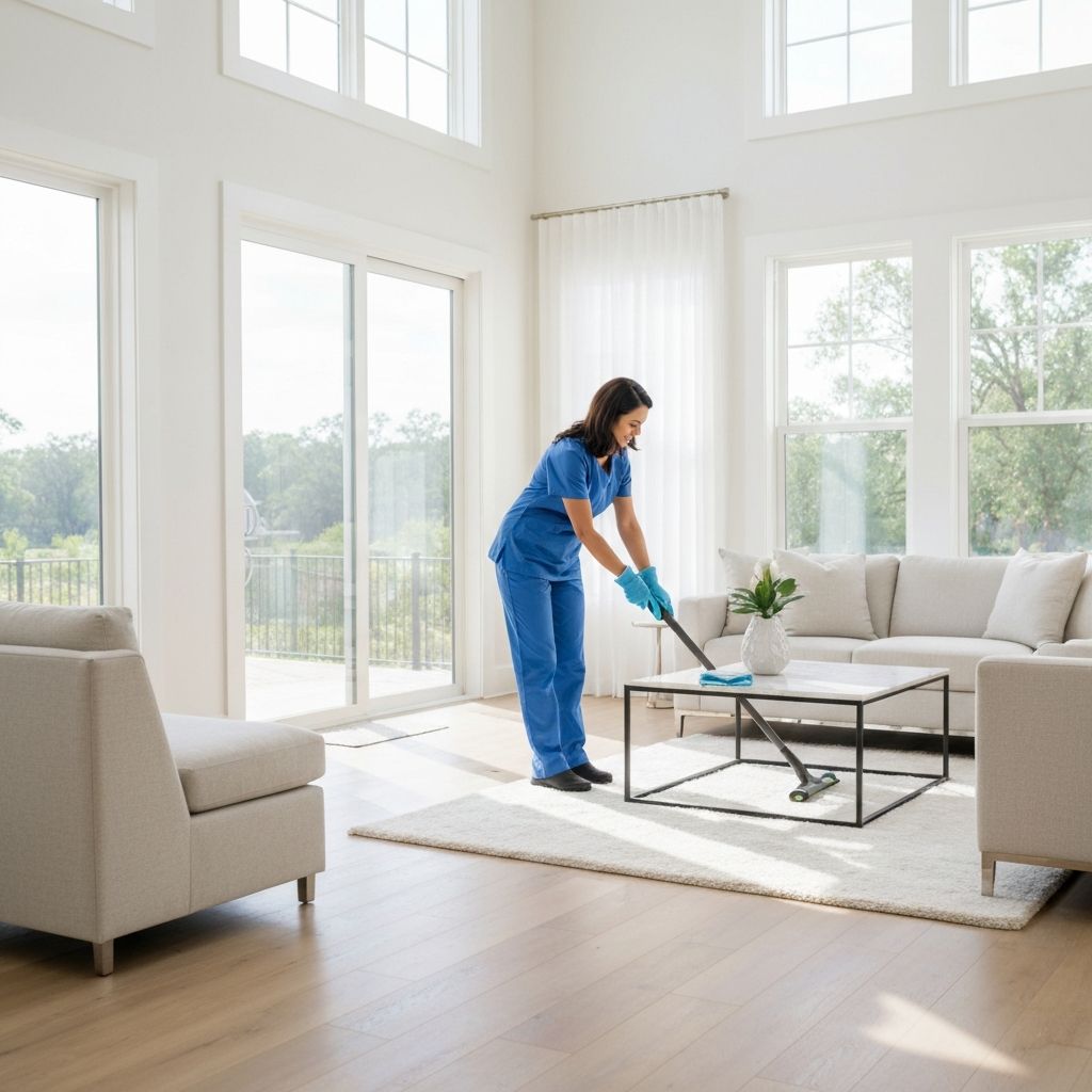 Professional cleaner at work in Bluffton home