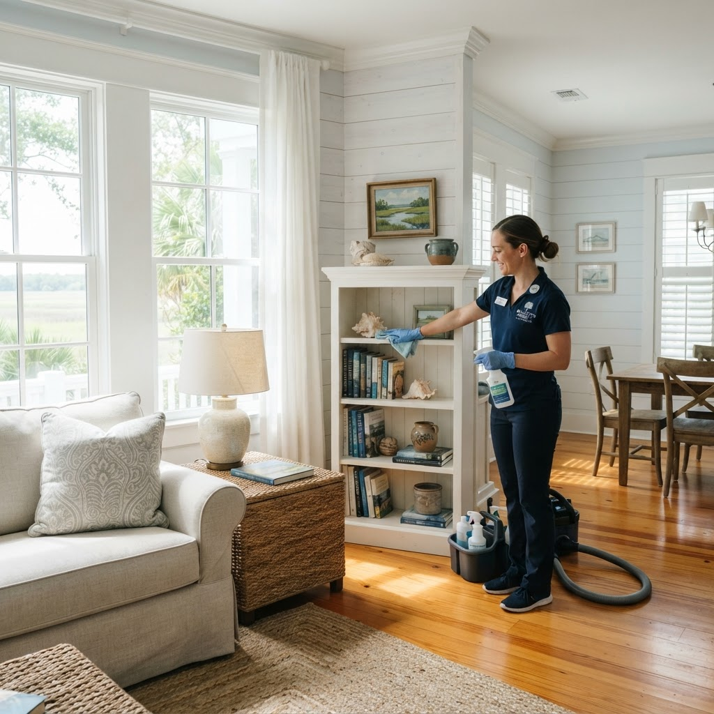 Professional cleaner at work in a Port Royal home